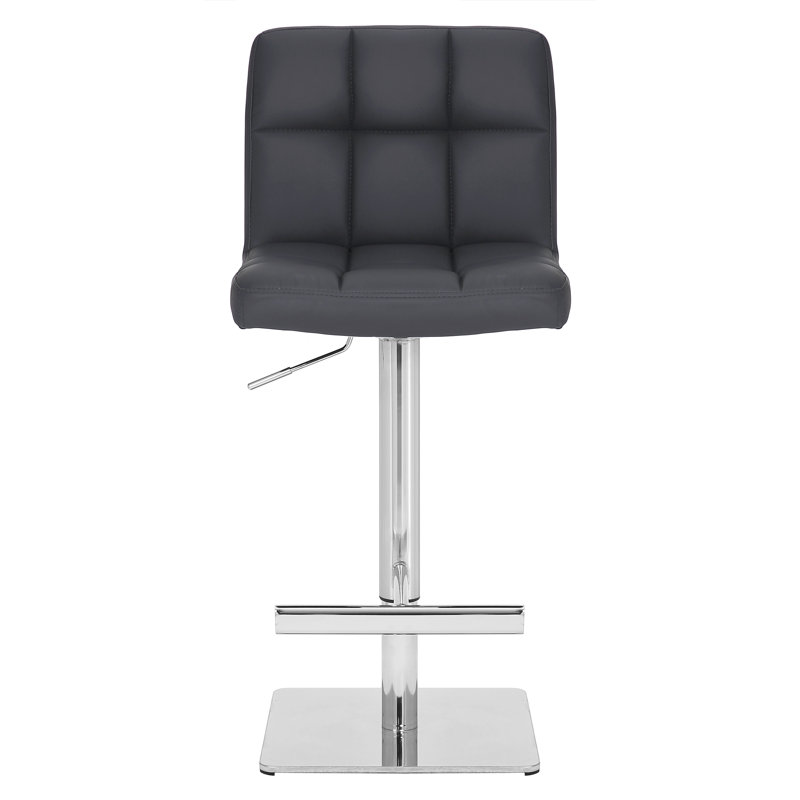 Batson Swivel Upholstered Adjustable Height Counter Stool with Metal Frame, Grey Charcoal Square