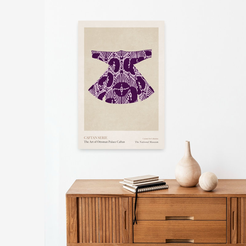 «Mauve Caftan Elegance», art mural traditionnel rétro, H 24 po x l 16 po