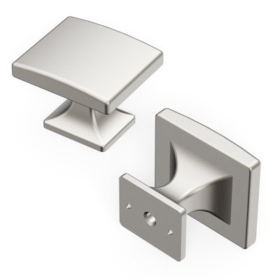 Forge Collection Rectangular Knob - 1-7/16" x 1-1/4 " Cabinet Knob Satin Nickel - Farmhouse Hardware for Drawers & Cabinets