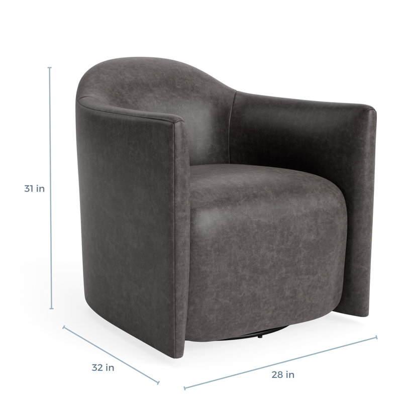 MTO - About Face Swivel Lounge Chair, Slate Leather