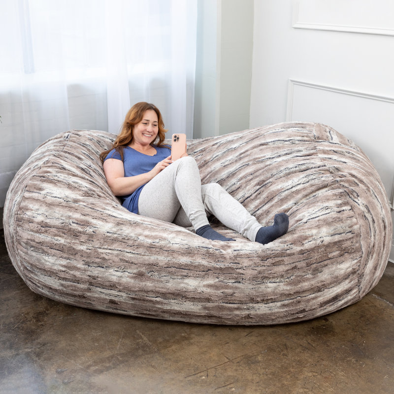 Fauteuil à billes Grand Lounger, Fausse fourrure beige