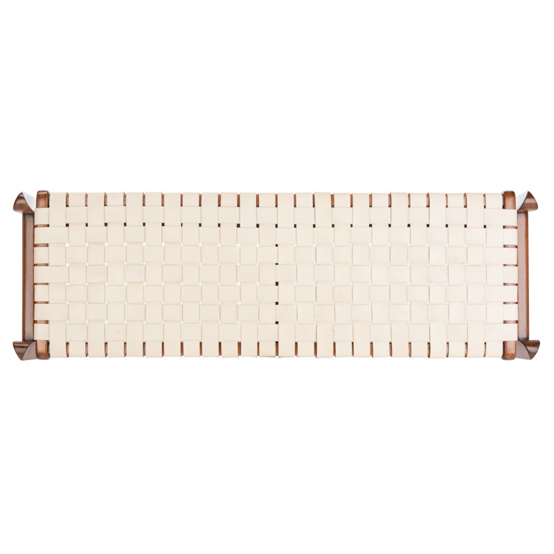 Dilan Leather Bench, White Top Grain Leather
