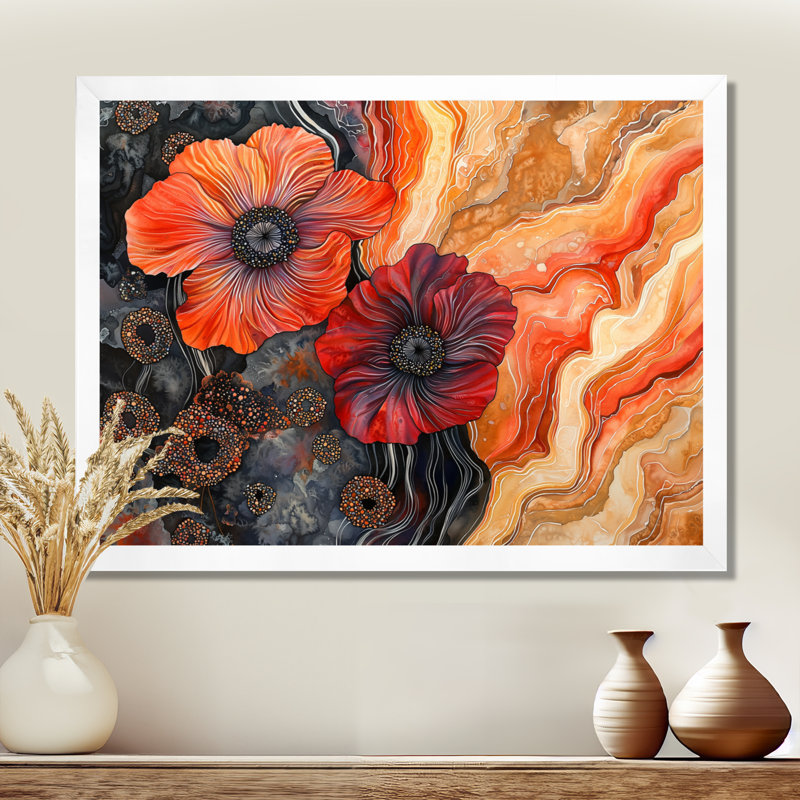 Décoration murale Geode Serenade Of Anemone Flowers I - Poppies, H 24 po x l 32 po, Blanc