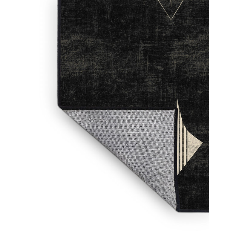 Tapis géométrique rétro gris lavable à la machine Honn, 4 x 2