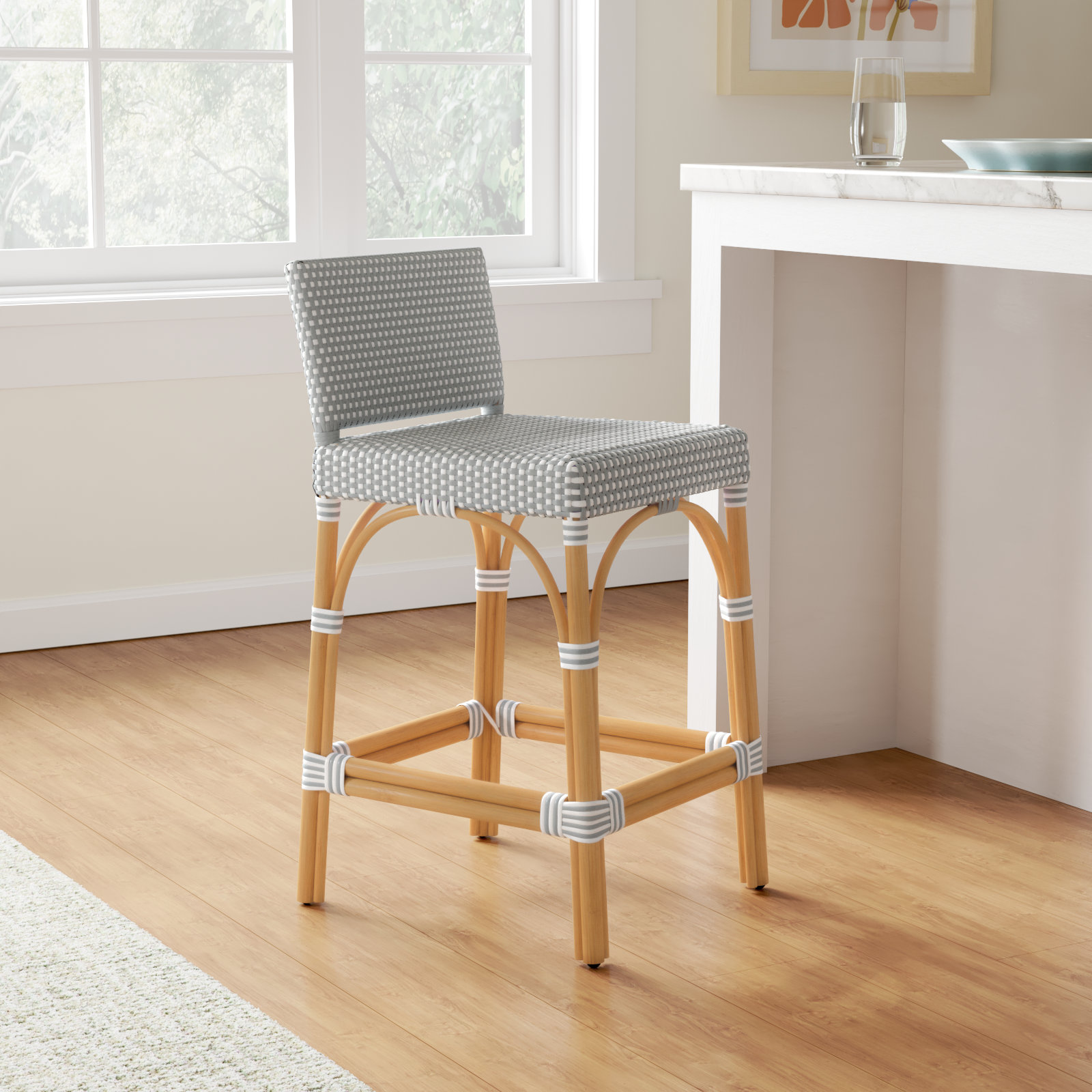 Estella Bar and Counter Stool, Light Gray/White Dot, Counter Stool (24" Seat Heigh)t