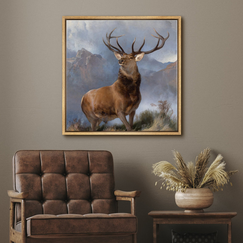 Art de cerf majestueux, photos de cerf, impression encadrée sur toile, H 16 po x l 16 po x P 1,5 po, Cadre flottant naturel