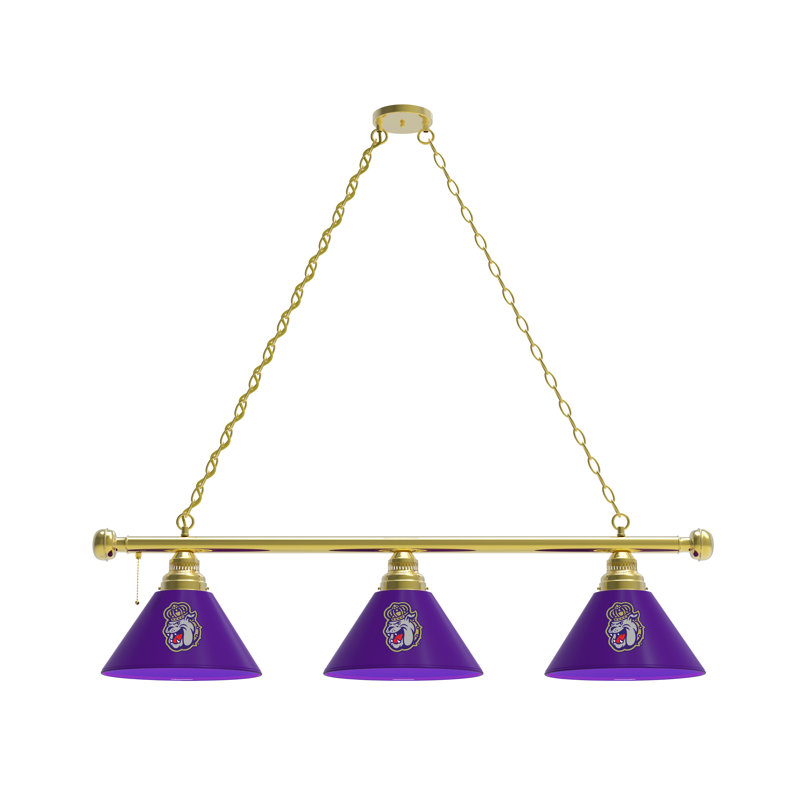 3 - Light Pool Table Lights Pendant, Brass, James Madison Dukes