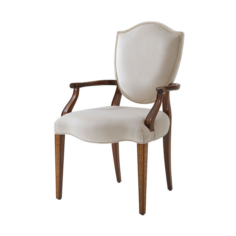 Finley Cotton Solid Wood King Louis Back Side Chair in Cream/Brown (Set of 2)