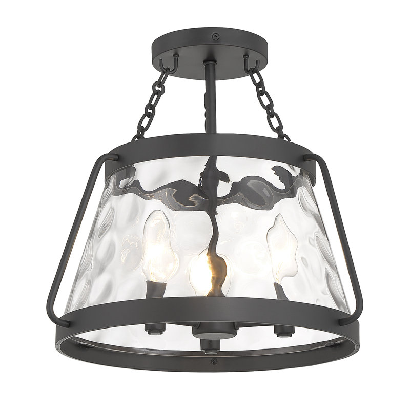 Sonali Glass Semi Flush Mount in Black, Black