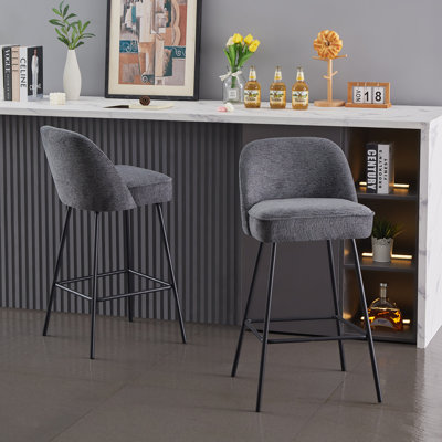 Nat Modern Fabric Upholstered Bar Stools with Spring