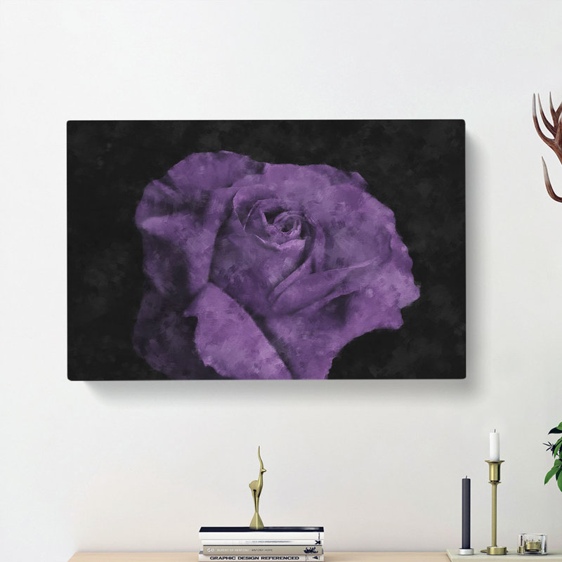Lone Purple Rose - Wrapped Canvas, 35cm H x 50cm W x 3cm D