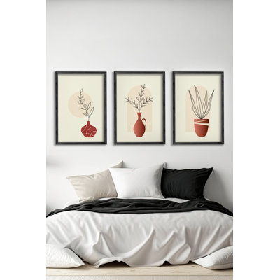 Ensemble de 3 panneaux décoratifs élégants en bois aggloméré, cadre en bois massif, 13,4 x 19,3 x 0,6 pouces | Œuvre d'art 100% MDF avec impression numérique | Parfait pour le salon, la chambre à coucher et le bureau, design élégant et moderne