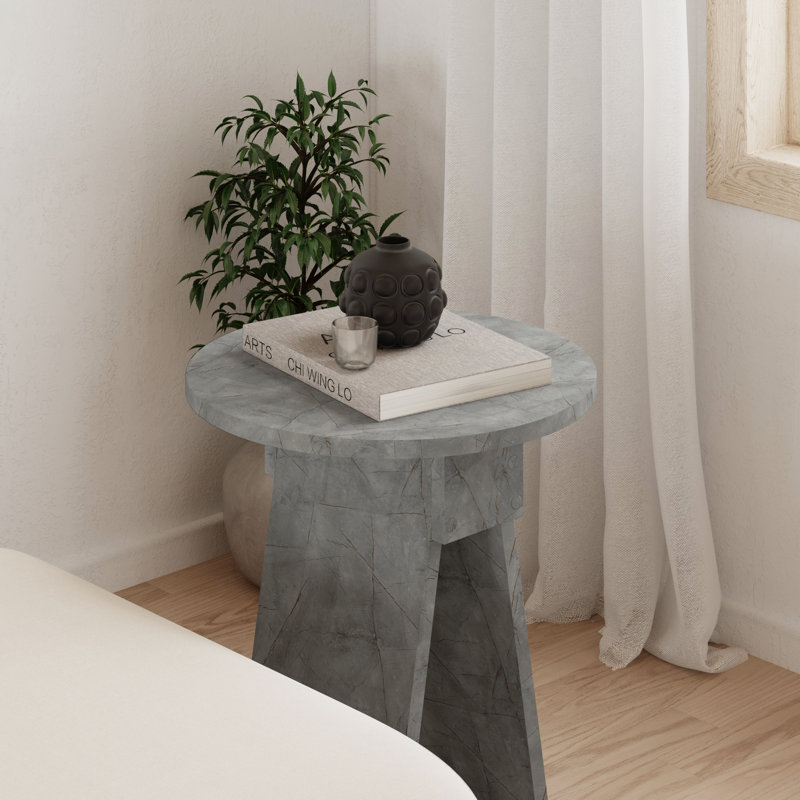 Chen Modern Side Table Minimalist with Round Top, Lagina