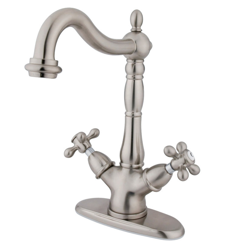 Kingston Brass Heritage Two-Handle 1-or-3 Hole Deck Mount Vessel Faucet, Brushed Nickel