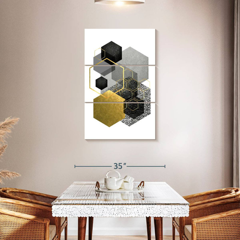 Avery Black Grey Gold Geo I, 45" H x 28" W