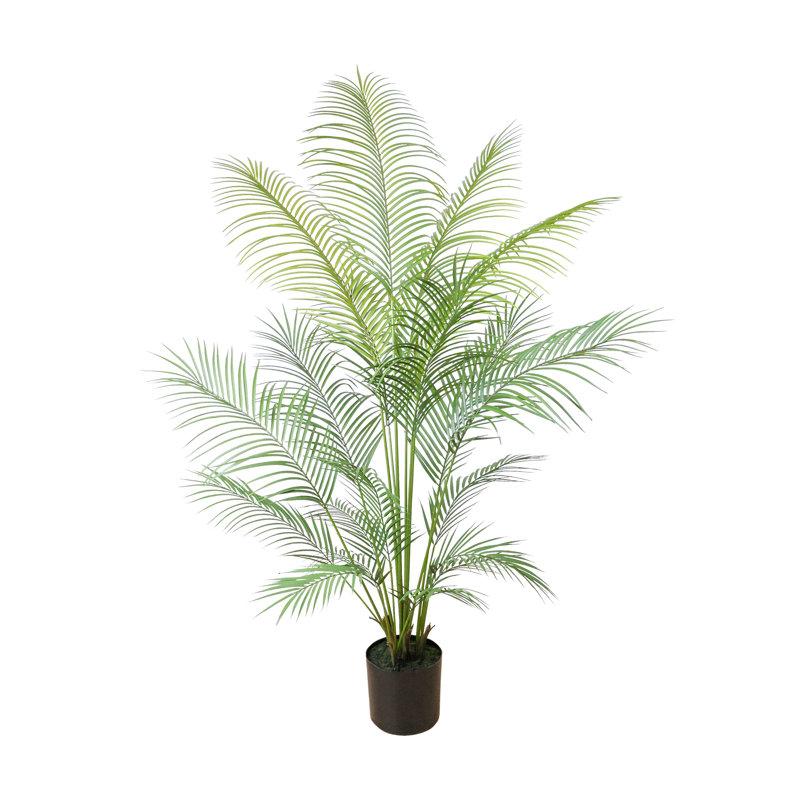 Cairns Outdoor UV Rated Kentia Palm Drop-In Trees with Bamboo-Wrapped Cement Pots, 68" H x 39" W x 39" D