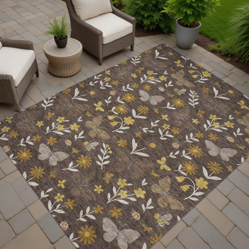 Machine Washable Indoor/Outdoor Chantille ACN2618 Kids Rug, Fudge, 10' x 14'