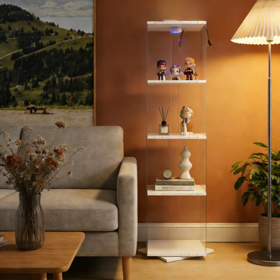 Vitrine rotative en verre trempé à quatre couches, armoire à boissons alcoolisées, classeur, armoire de rangement, avec lampe Paipai télécommandée, pieds réglables, se place dans le salon, la cuisine, le couloir