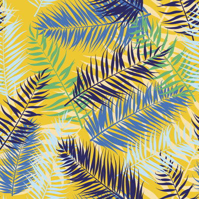 Seamless Color Palm Leaves - Wrapped Canvas Print