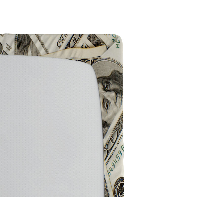 Ambesonne Money Fitted Sheet 2-Pack Ben Franklin Portrait Wealth Pale Green Grey, Twin Fitted Sheet