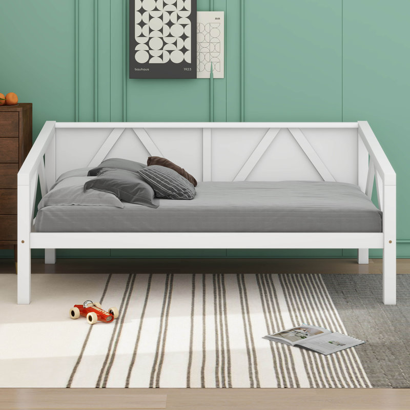 Lit de jour en bois, Lit simple, Blanc