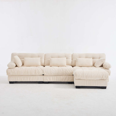 Modular Cloud Couch Sectional Sofa with Movable Ottoman & Deep Seat Comfort