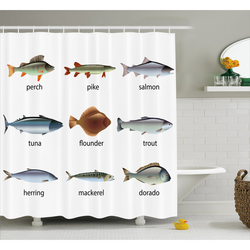 Rideau de douche simple group of fish décoration, H 69 po x l 75 po