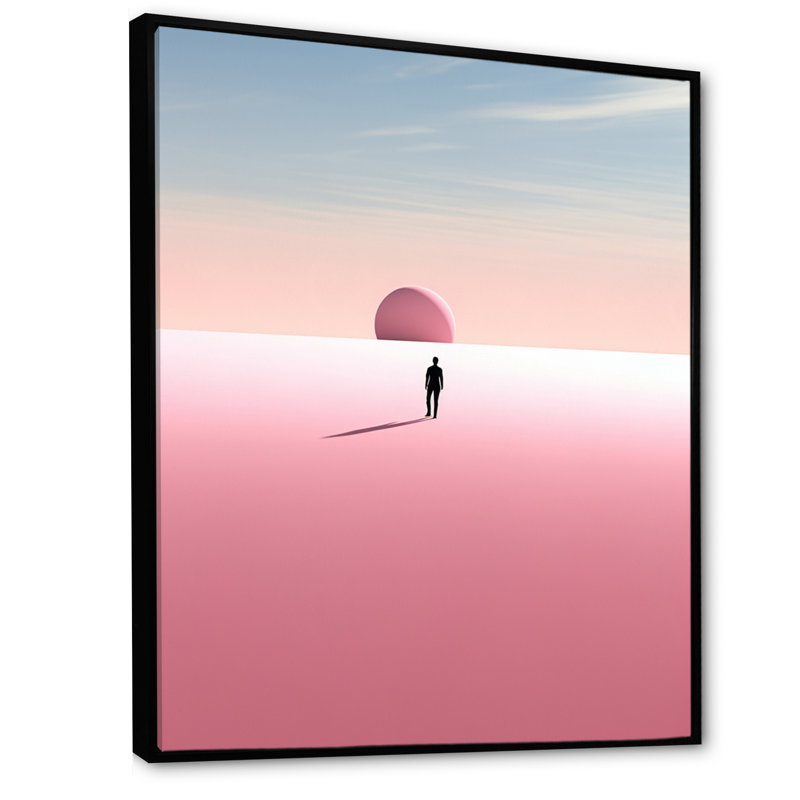 «Pink Minimalisme Solutide Expression» sur toile, H 32 po x l 16 po x P 1 po, Cadre flottant noir
