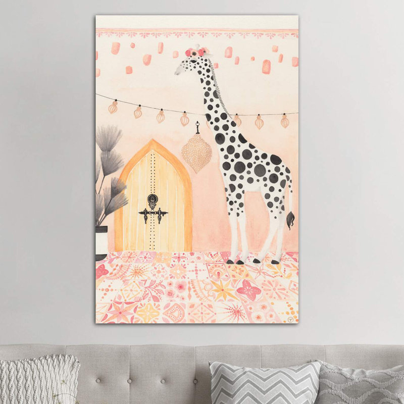Girafe au Maroc, art encadré, Toile tendue, H 18 po x l 12 po x P 1,5 po