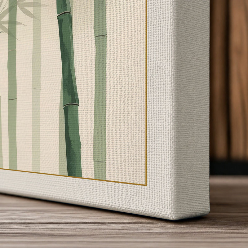 Bamboo in Mist Japandi - Wrapped Canvas, 18x12 - 45.7 x 30.5 cm, Cream Border