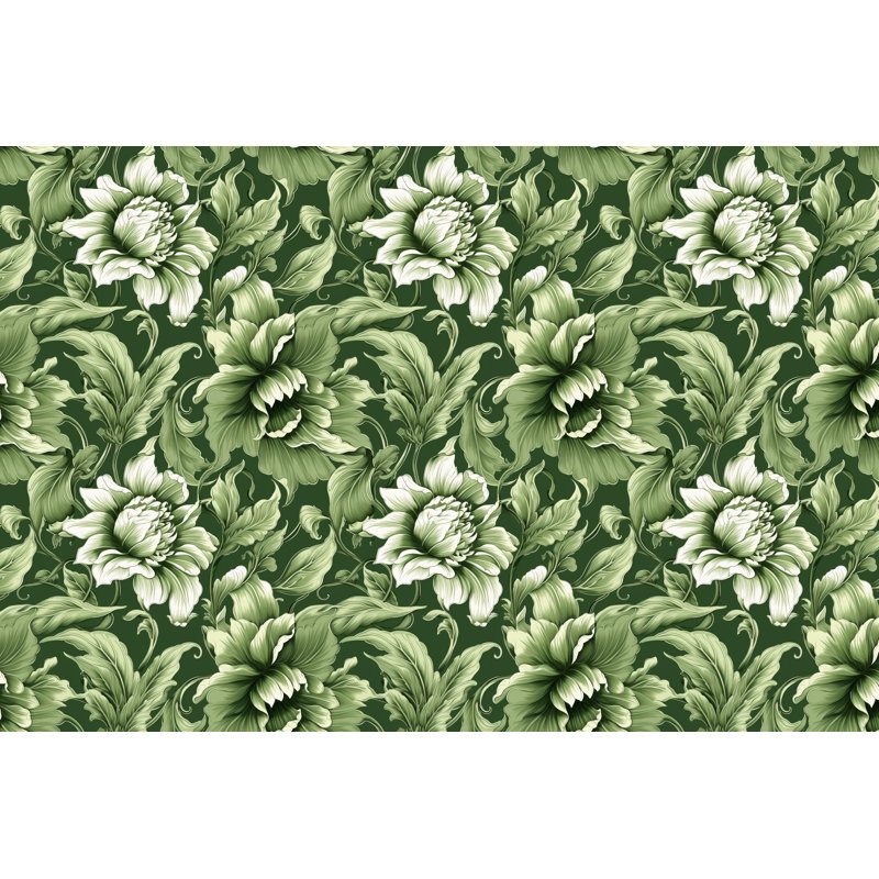 Machine Printed Comforter, Twin Extra Long Comforter, Green/Silver Floral