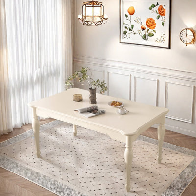 Cream Style White Cherry Wood Dining Table