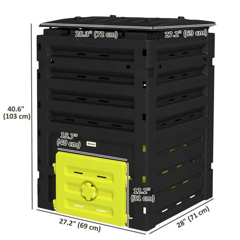 Bac à compost 120 gallons, grand composteur avec 80 évents, Jaune