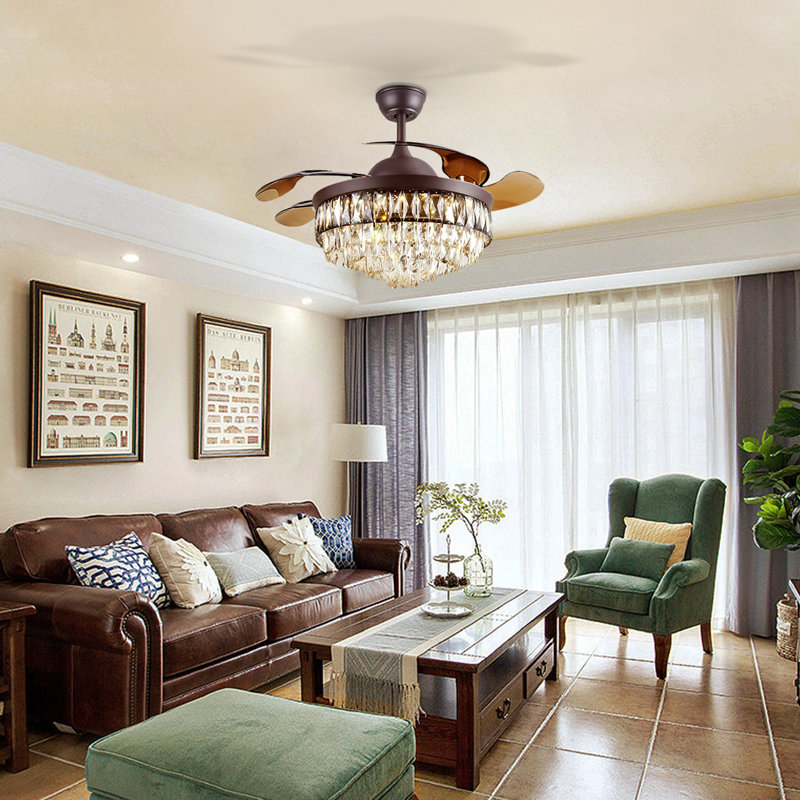 42" Lucrezia 4 - Blade LED Ceiling Fan Remote Control and Light Kit Included]