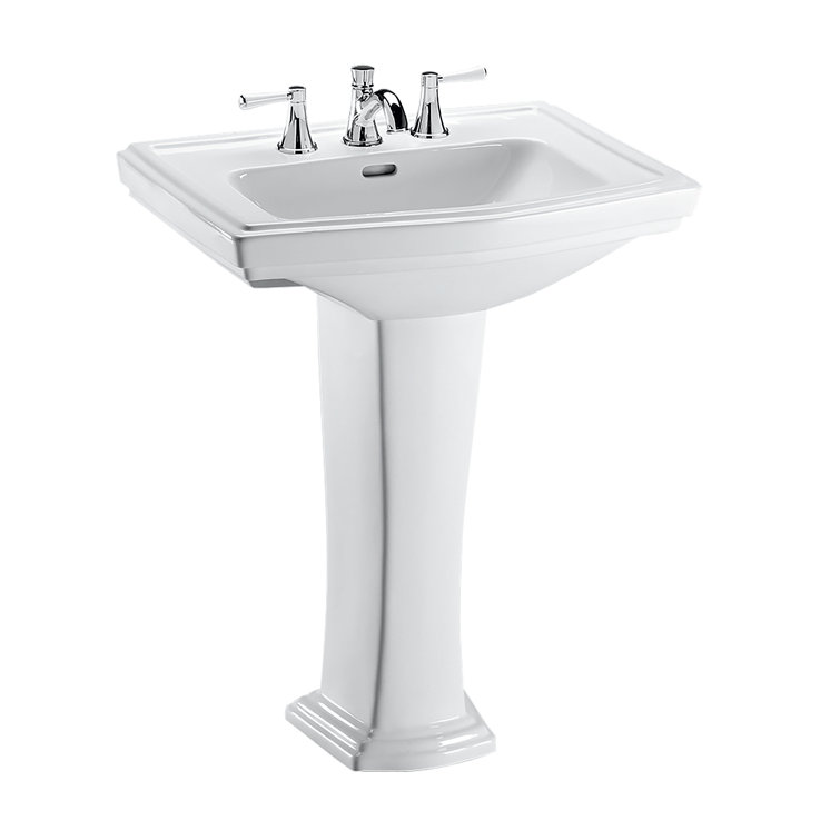 Clayton 27" Tall Vitreous China Rectangular Pedestal Bathroom Sink with Overflow
