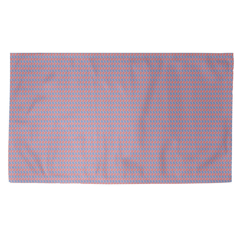 Tapis de zone rouge/bleu fait main, Rectangle 3 pi x 5 pi
