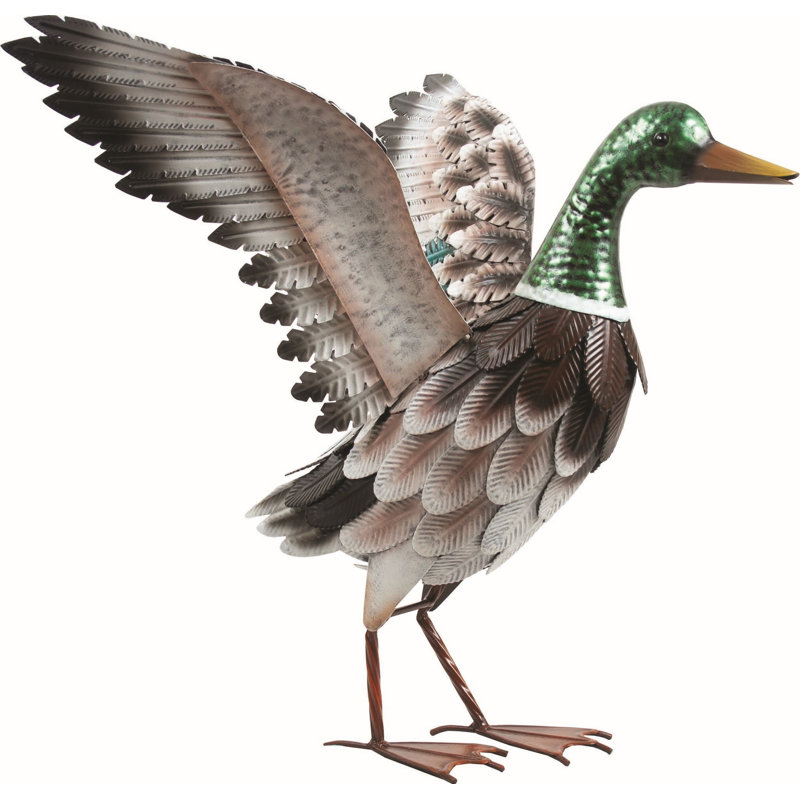 Sculpture de jardin canard colvert en métal