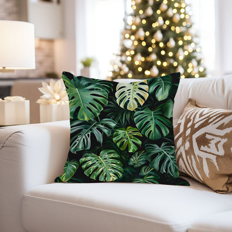 Animals William Morris Birds Damask Pattern I Cottage, 18" H x 18" W, Botanical Monstera Leaves Pattern IV Tropical