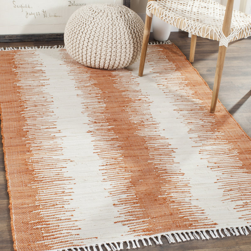 Demson Abstract Cotton Hand Woven Area Rug, Rectangle 122 x 183 cm