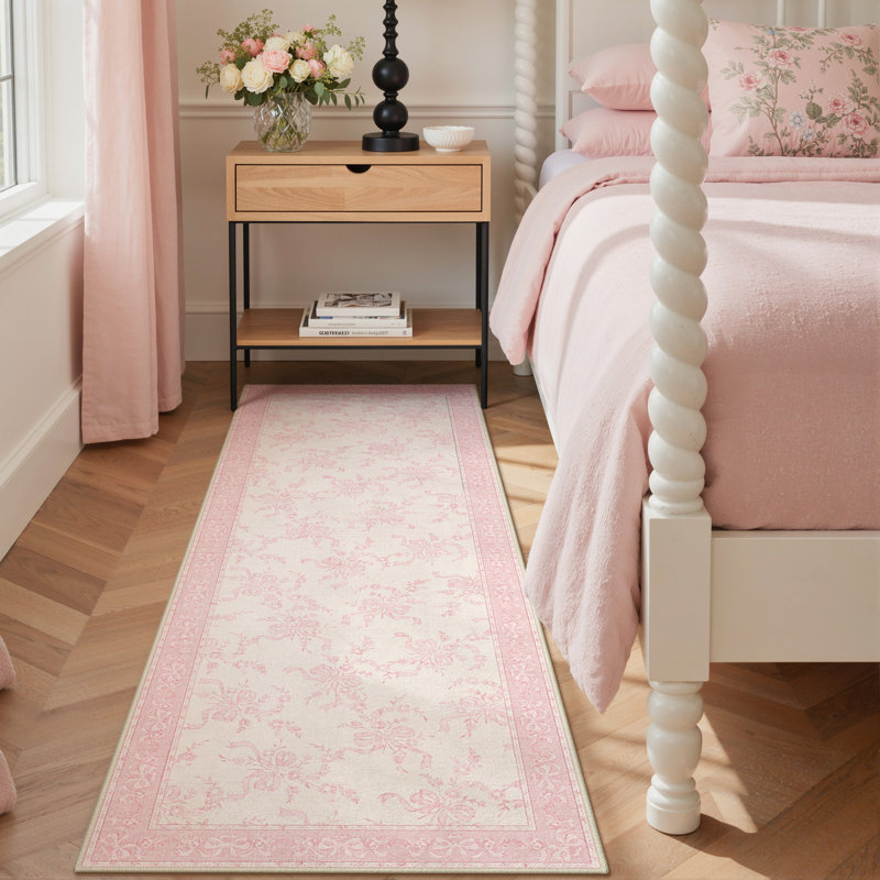 Tapis rose / beige Atascadero, Tapis de couloir de 2 pi x 7 pi
