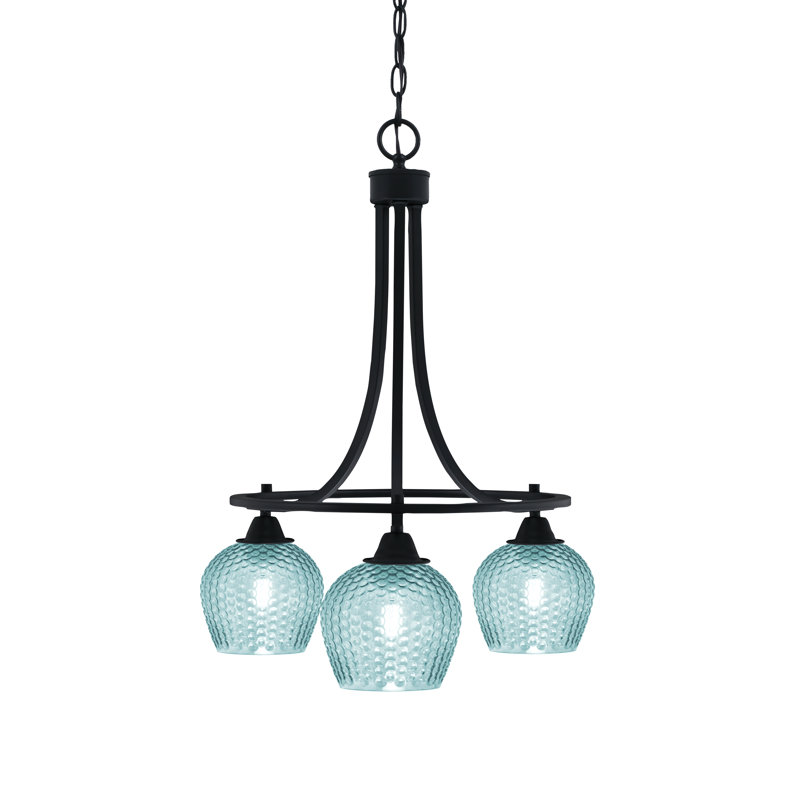 Lustre 3 lumières Allexus, Noir mat, Sarcelle