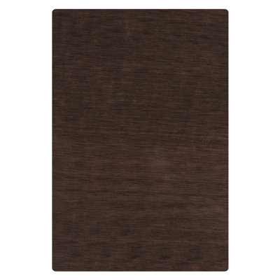 Manns Hand Knotted Loom Wool Eco-Friendly Area Rugs  -  Rectangle, Brown Color, Plain Solid Design, High Pile Thick Handmade Anti Skid Area Rugs for Living Room, Bed Room
