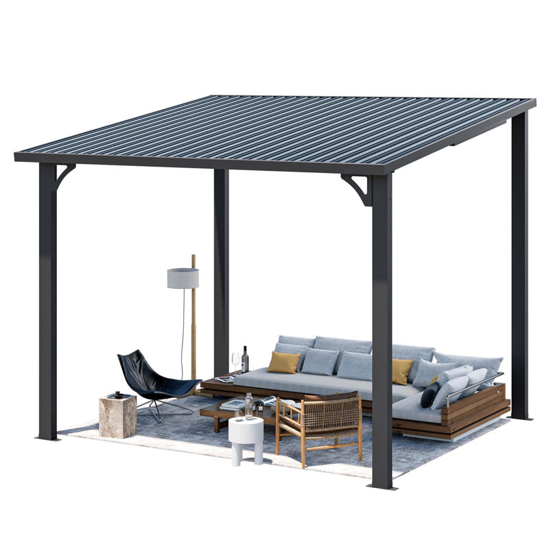 Hardtop Gazebo With Galvanized Steel Sloping Roof, 10' W x 8' D