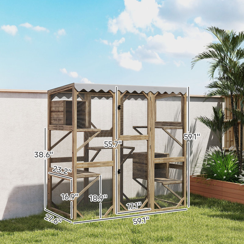 Enclos pour animaux de compagnie, enclos d'extérieur pour chats avec plusieurs niveaux