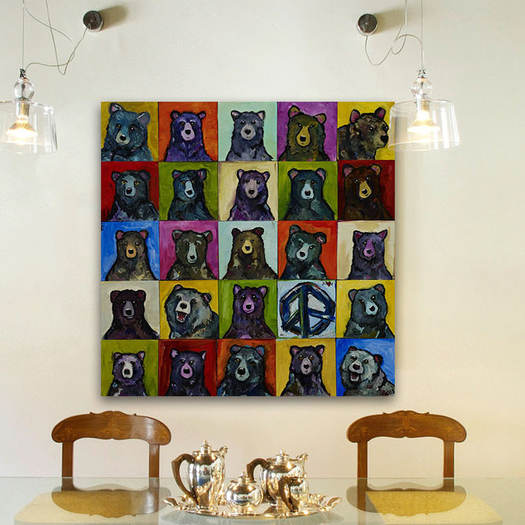 Colorful Bears Canvas Art Print, 32" x 32"