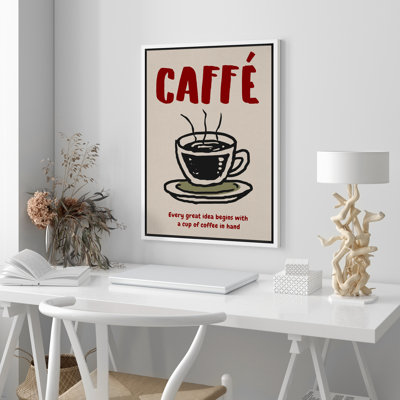 Caffe Coffee Framed Master Bedroom Wall Art Canvas Print