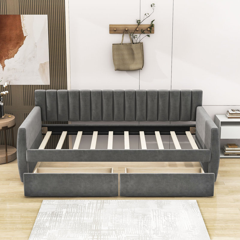 Upholstered Velvet Daybed, Gray