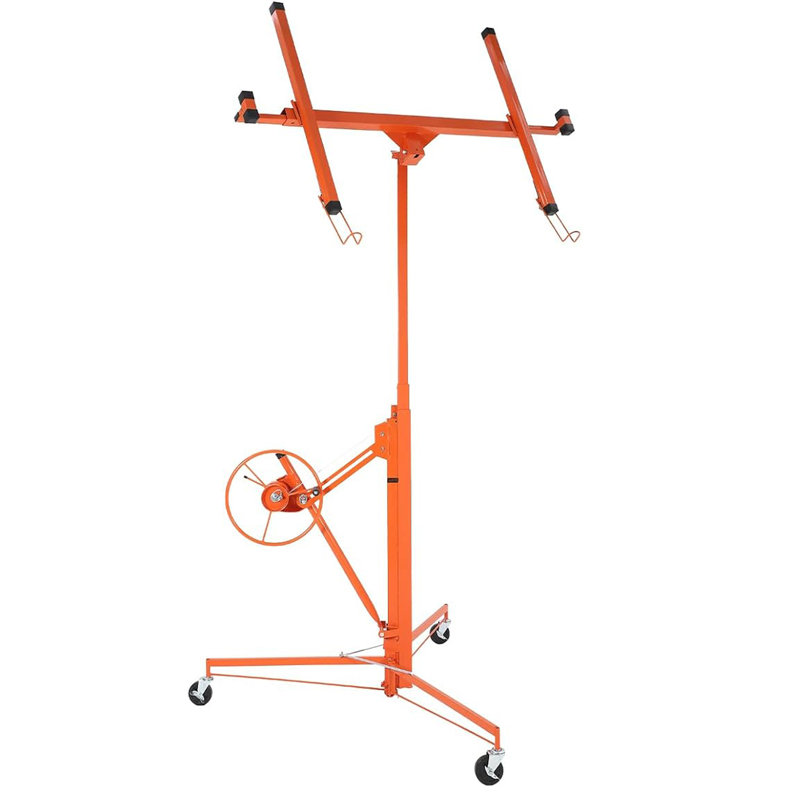 Élévateur de panneau de gypse robuste de 16 pi avec bras télescopique réglable, vérin de cloison sèche à roulettes d'une capacité de 150 lb avec roues verrouillables
