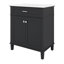 Meuble-lavabo de 30 pouces avec lavabo en céramique, porte à fermeture en douceur et tablettes réglables-1631290810