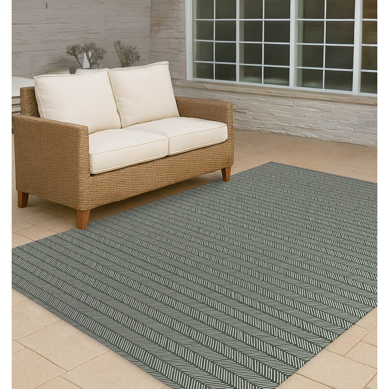 Tapis d'extérieur à chevrons antidérapant à rayures, Rectangulaire 2 pi x 3 pi